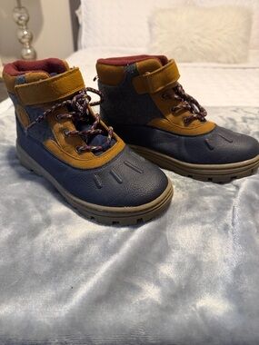Kids Navy and Mustard Outdoor Boots - Unbranded